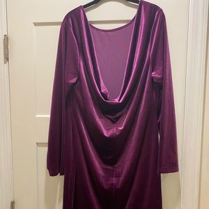 Velvet Draped Back Dress